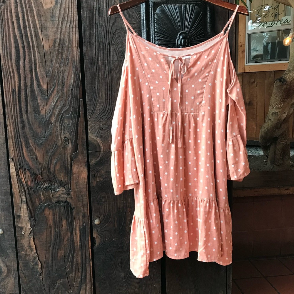 Polka Dot Off the Shoulder Tunic Dress